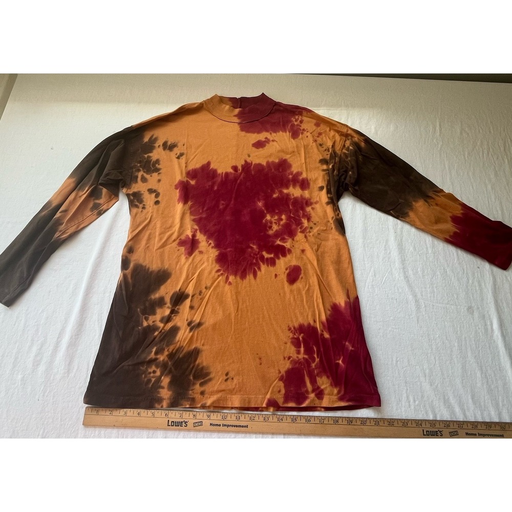 We The Free People Be Free Tie-Dye Oversized Long Sleeve XS TeeShirt RED GOLD